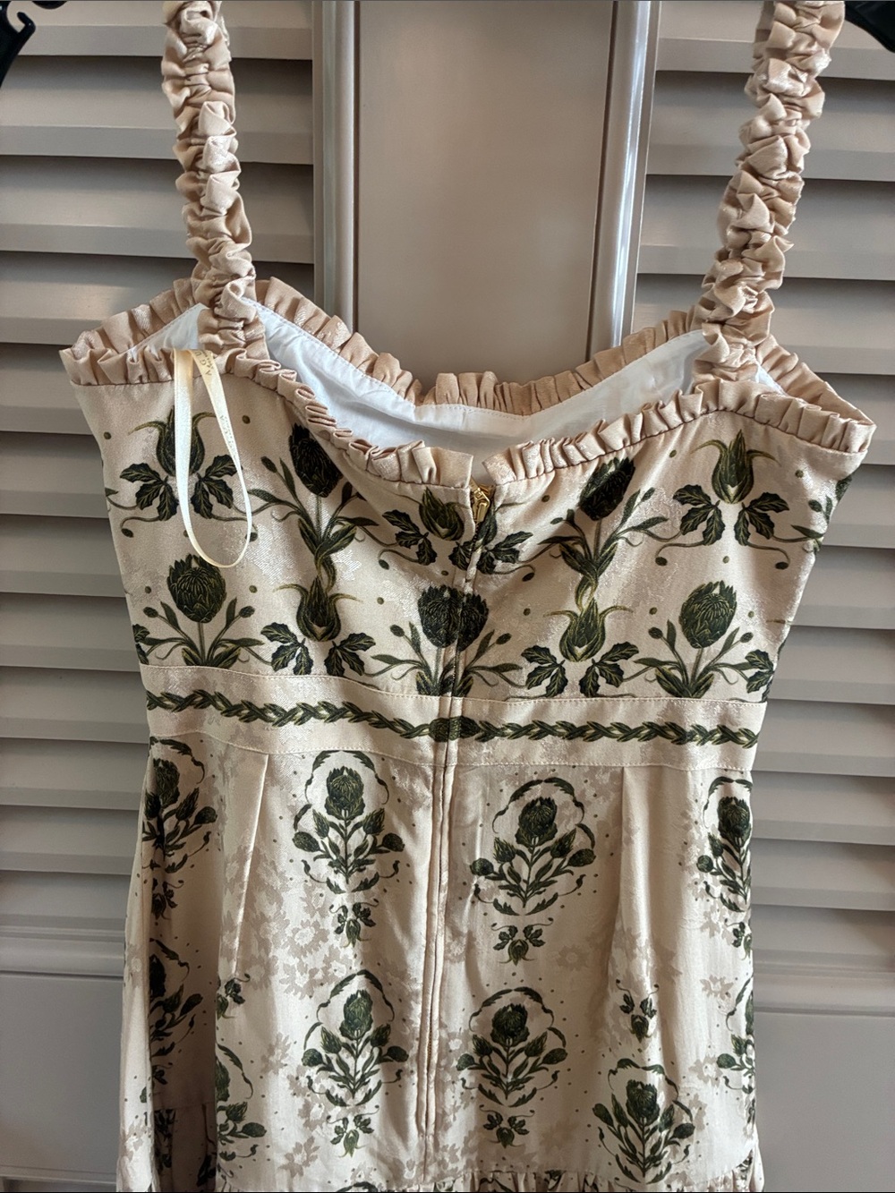 AGUA Aguabendita Women's Cream Floral Sundress with Green Print - Picture 6 of 8
